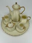 10pc Vintage Porcelain Miniature Tea Set 22k Gold Paint Trim United Kingdom 1950