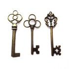 New 3 Old Vintage Style Bronze Jail Castle Skeleton Antique Rustic Keys Key 510