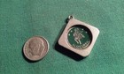 Vintage Square Metal   Enamel Scotsmen W  Kilt   Bagpipe Green   Silver-tone