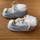 Vintage  Handmade   Beautifully  Detailed Blue  Doll Shoes For Your Antique Doll