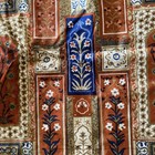 Tapestry Wall Hanging Mughal Botanical Velvet Panel Burnt Orange Navy Gold 47x53