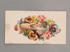     rare Victorian Embossed Trade Or Scrap Card     Flowers  Hand   Children C 1880