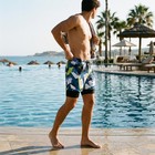 Men s Geometric Swim Trunks With Compression Liner S-xl Quick Dry Swim Shorts