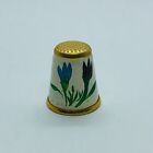 Painted Gold Tone Metal Thimble W  Flowers