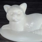 Vintage Westmoreland Cat On A Nest Top Only White Milk Glass