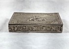 Country Figural Scene European 800 Sterling Silver Hinged Box-3  X 2 1 2  X 1 2 
