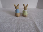 Vintage Porcelain Rabbit With Blue Coat carrots   Rabbit With Basket Figurines