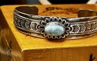 Vintage Sterling Silver 925 Signed S Charley Native American Cuff Sz 6 5 Larimar