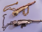 Set   Lot Of 2 Color Brass Boatswain Whistle 5 w Chain Bosun Call Pipe Nautical