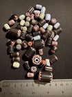 Lot - Chevron Glass Beads -60  Black Native American Beads 10-20mm  b540 