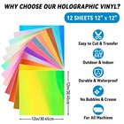 Holographic Vinyl - 12  X 12  12 Pack Holographic Permanent Vinyl Sheets For    
