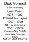 Dick Vermeil Signed Custom Goal Line Art Card pro Football Hall Of Fame hof Auto