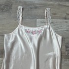 Pink Satin Slip Dress Blush Floral Embroidered Y2k Coquette Large