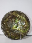 Vintage Turkish Art Glass Decorative Bowl Painted 9  Dia  Leaf Design 