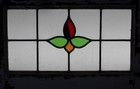 Abstract Floral Midsize Old English Leaded Stained Glass Window 25 1 4  X 16 