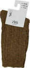 Zara Kids Brown Crew Cotton Cushion Cable Soft Knit Cozy Casual Socks Sz 1 5-2