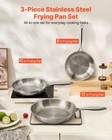 Vevor Triply Stainless Steel Frying Pan 3 Pcs Skillet 8 10 12  Dishwasher Silver