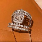 Elegant 925 Sterling Silver White Topaz Charms Wedding Engagement Ring Size 10