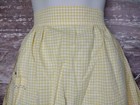 Vintage Half Apron Yellow White Gingham Rick Rack Trim 1950 Handmade Pocket Mcm