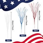 10 Pcs Glitter Red White And Blue Patriotic Picks Sprays Sparkle Curly Ting Bran