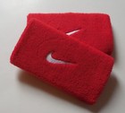 Nike Swoosh Wristbands Doublewide Tennis Dri-fit University Red white 1 Pair