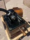 Edison Fireside Model A Cylinder Phonograph With Dark Blue Fibre Linenoid Horn