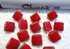 Lot Of 14 Antique Diminutive Red Glass Buttons 3 8  Set