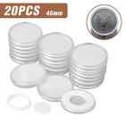 20pcs 46mm Clear Coin Storage Box Round Plastic Case Capsules Container Holder