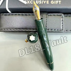 Montblanc Meisterst  ck Green Resin Gold Trim Fountain Pen W  Box   Pouch