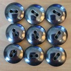 Vintage Pewter Tone Glass Buttons Lot Of 9