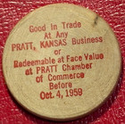 Vintage Wooden Nickel 1884 1959 Red Version Diamond Jubilee Pratt Kansas-nov571