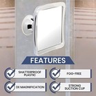 3x Magnifying Shower Mirror For Fogless Shaving With Suction Cup Shatterproof   