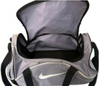 Nike Gym Bag Luggage Gray Black White Logo Shoulder Strap Unisex Clean Versatile