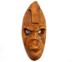 Vintage 10  Hand Carved Wooden Tribal Mask Primitive Whistler Face Wall Hanging