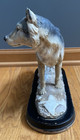 Vintage Gray Wolf Resin Statue Figurine On Base 14  Long