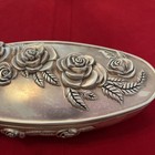Vintage Godinger Oval Silver Plated Jewelry Box Raised Rose Design
