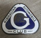 Gibraltar Automobile Club Enamel Auto Badge  Very Rare  Brass  Excellent   