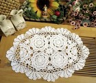 4pcs White Vintage Hand Crochet Lace Doilies Oval Placemats Table Mat 12 x17 