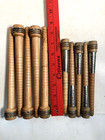 Wood Spools  Bobbin  Quills 7  Silver Sleeve And 8 75   Primitive Lot Of 10