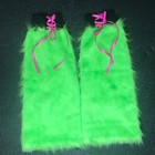 Neon Green Fur Leg Warmers Flared Boot Covers Corset Legwarmers Monster Costume