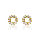 14k Solid Yellow Gold Round Cz Stud Earrings