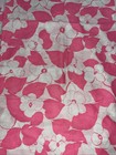 Vintage Hot Neon Pink White Tropical Floral Cotton Fabric 45x140