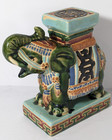 Vintage Asian Elephant Figurine Plant Stand Bookend Glazed Ceramic Vietnam 6 5 