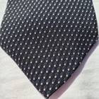 Donna Karan New York Silk Neck Tie Blue Grey Geometric Dots Fabric Italy Usa