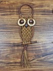 Vintage Mcm Boho Macrame Owl Cottagecore 12 5  Wall Hangings Set Of 2 - 1970 s 