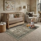 3x5 Washable Area Rug Brown For Entryway Vintage Non Slip Low Pile Carpet Sof   