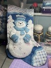 Bucilla Felt Handmade Finished Christmas Stocking 18     Snowflake Snowman