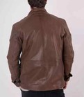 New Men s Genuine Lambskin Leather Brown Vintage Military Style Fashion Jacket