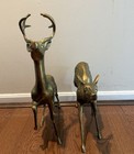 Vintage Gatco Korea Large Solid Brass Deer Pair 17    Buck And Doe Mcm Christmas 