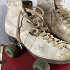 Vintage Chicago Roller Skates Fo-mac Wheels White Leather Boots   Red Metal Case